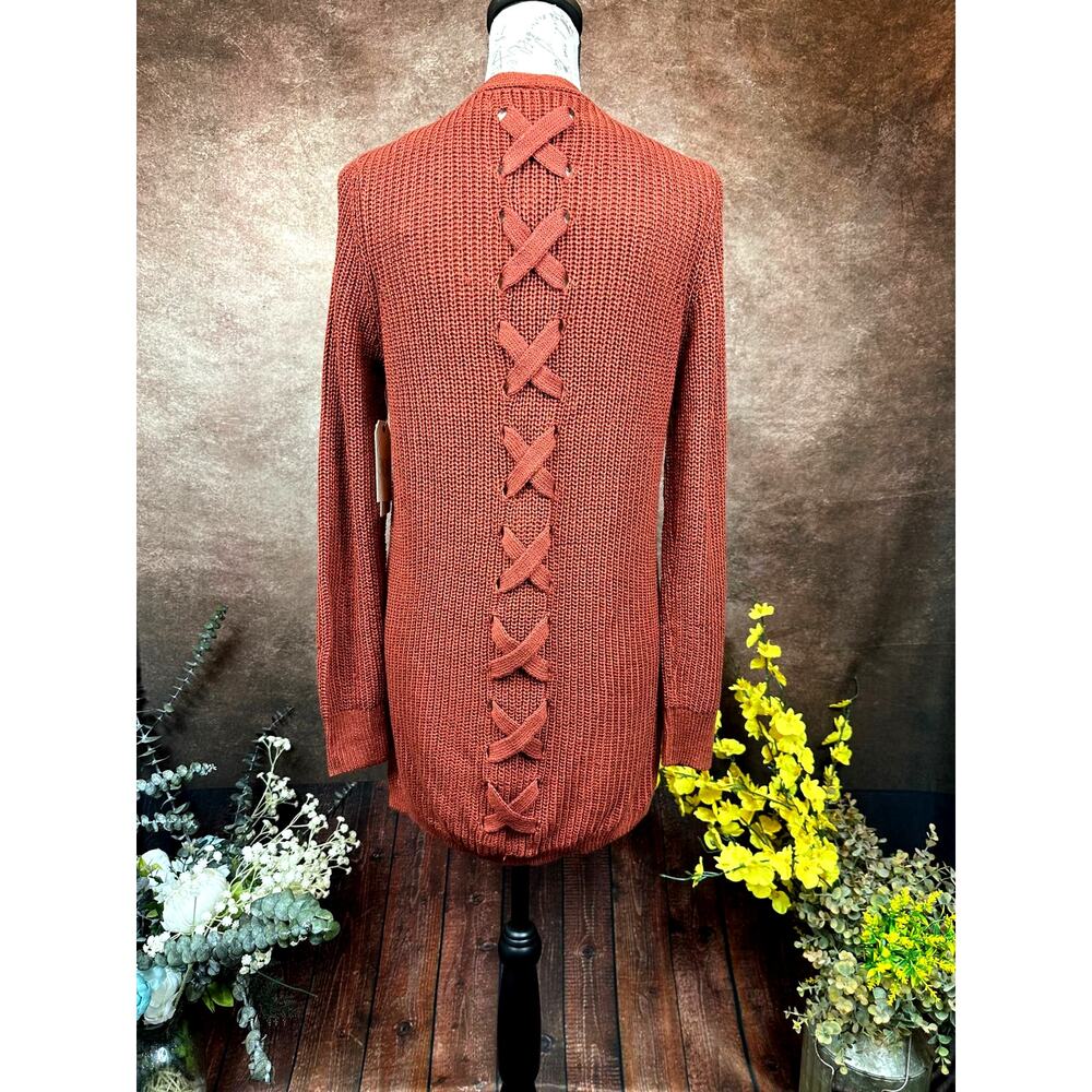 Pinque Jamelya Back Detail Cardigan Artisan Rust size M - Picture 11 of 14